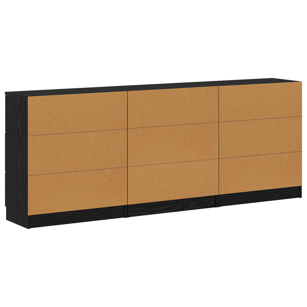 Sideboard 3 pcs Schwarz Eichen-Optik 181 x 30 x 70 cm