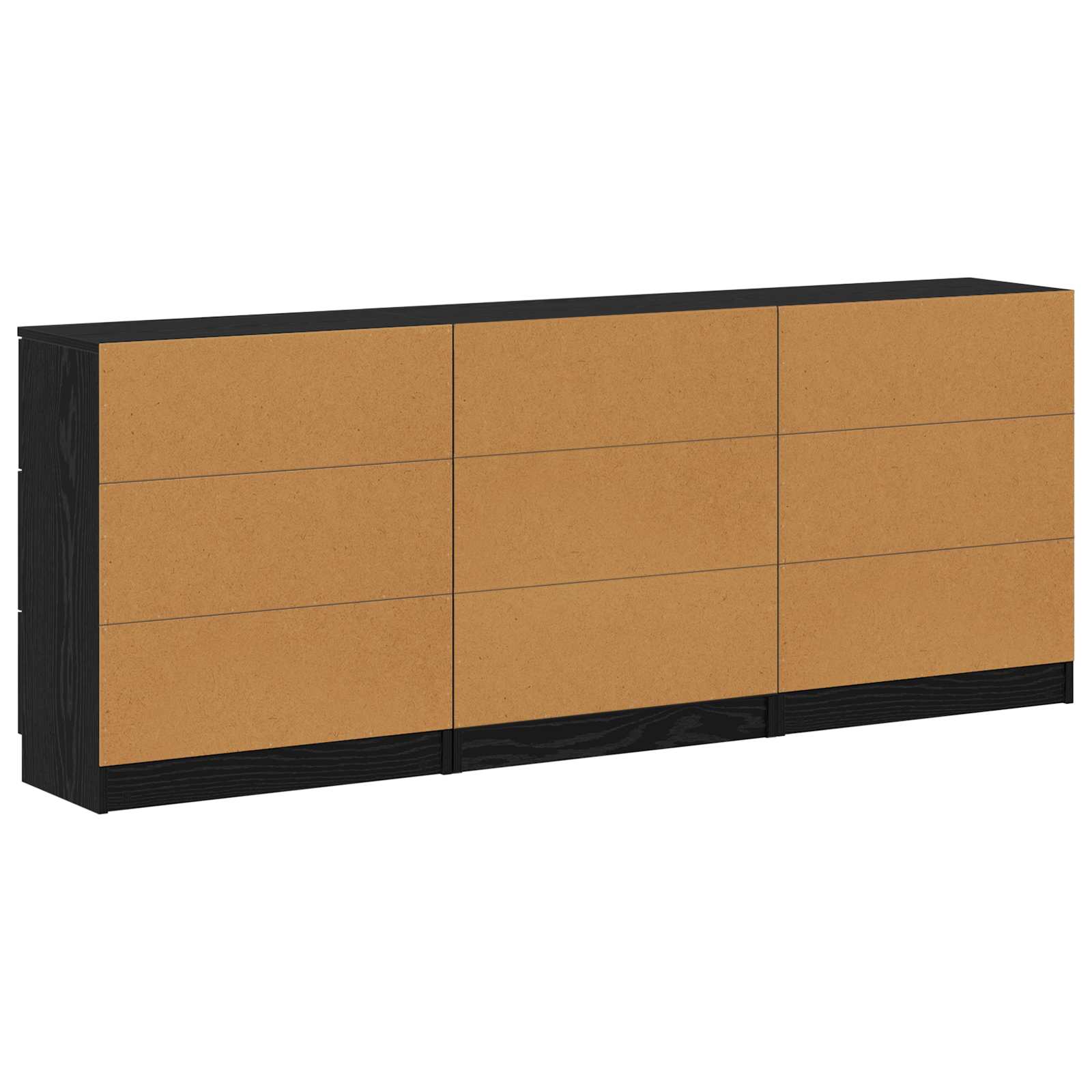 Sideboard 3 pcs Schwarz Eichen-Optik 181 x 30 x 70 cm