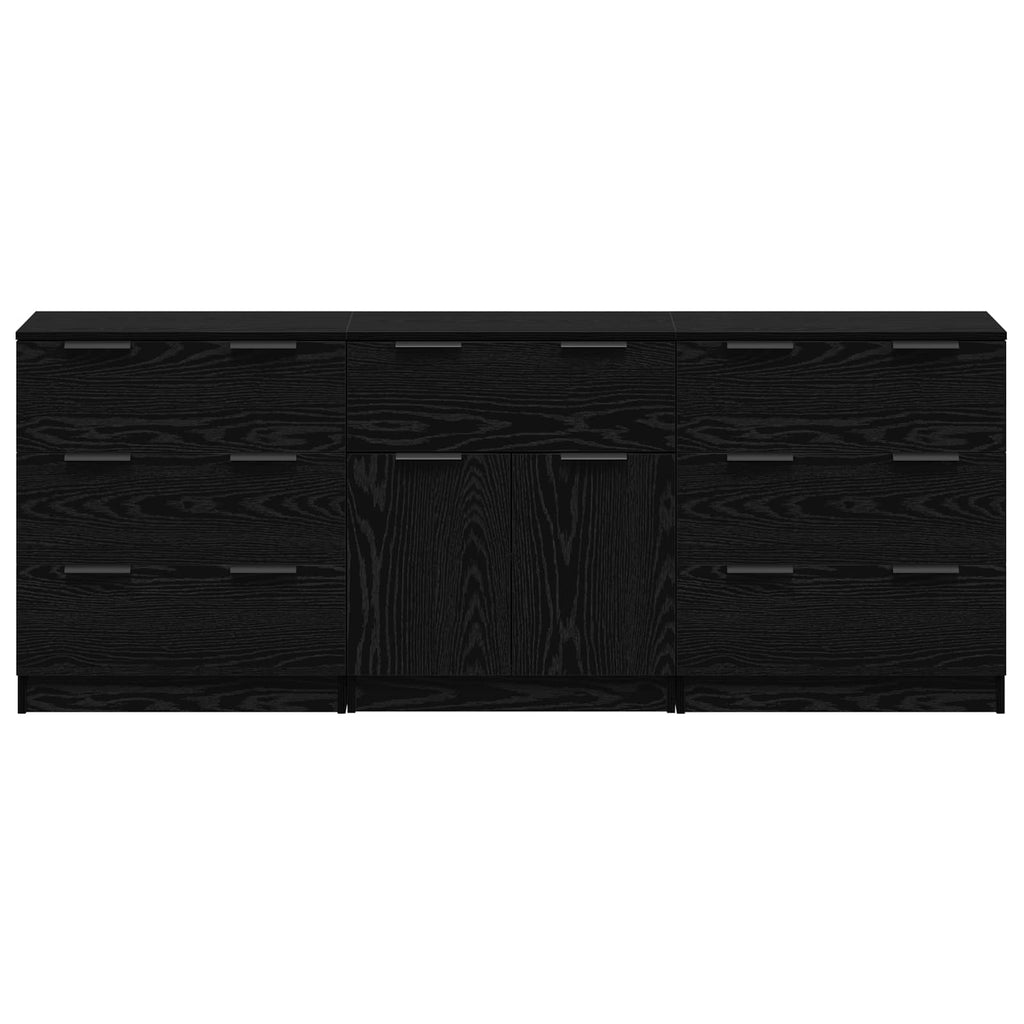 Sideboard 3 pcs Schwarz Eichen-Optik 181 x 30 x 70 cm