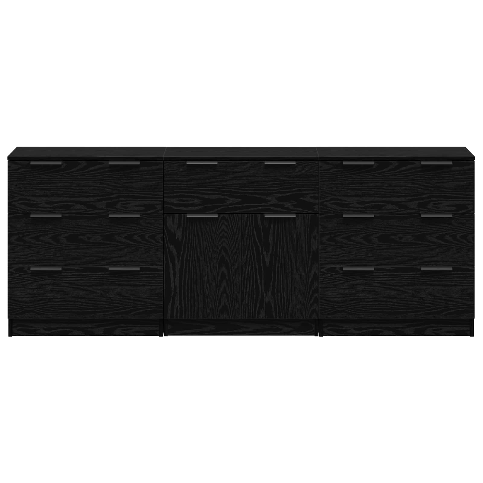 Sideboard 3 pcs Schwarz Eichen-Optik 181 x 30 x 70 cm