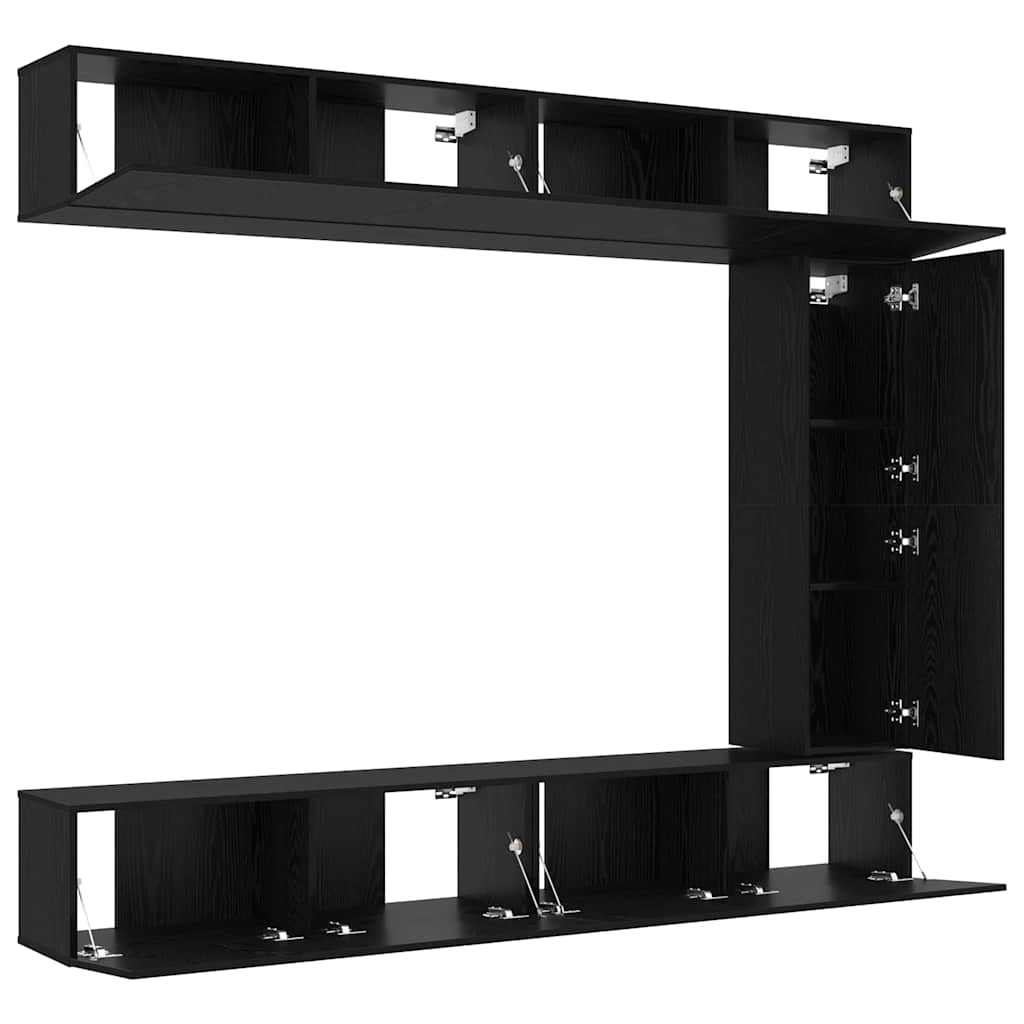TV-Schrankset 5 pcs Schwarz Eichen-Optik Holzwerkstoff