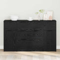 Sideboard 3 pcs Schwarz Eichen-Optik Holzwerkstoff