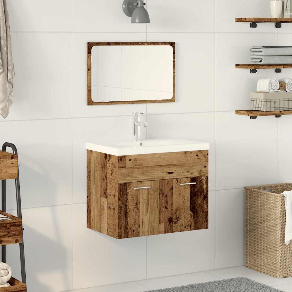 Badezimmermöbel-Set Wandmontiert 3 pcs Altholz Holzwerkstoff