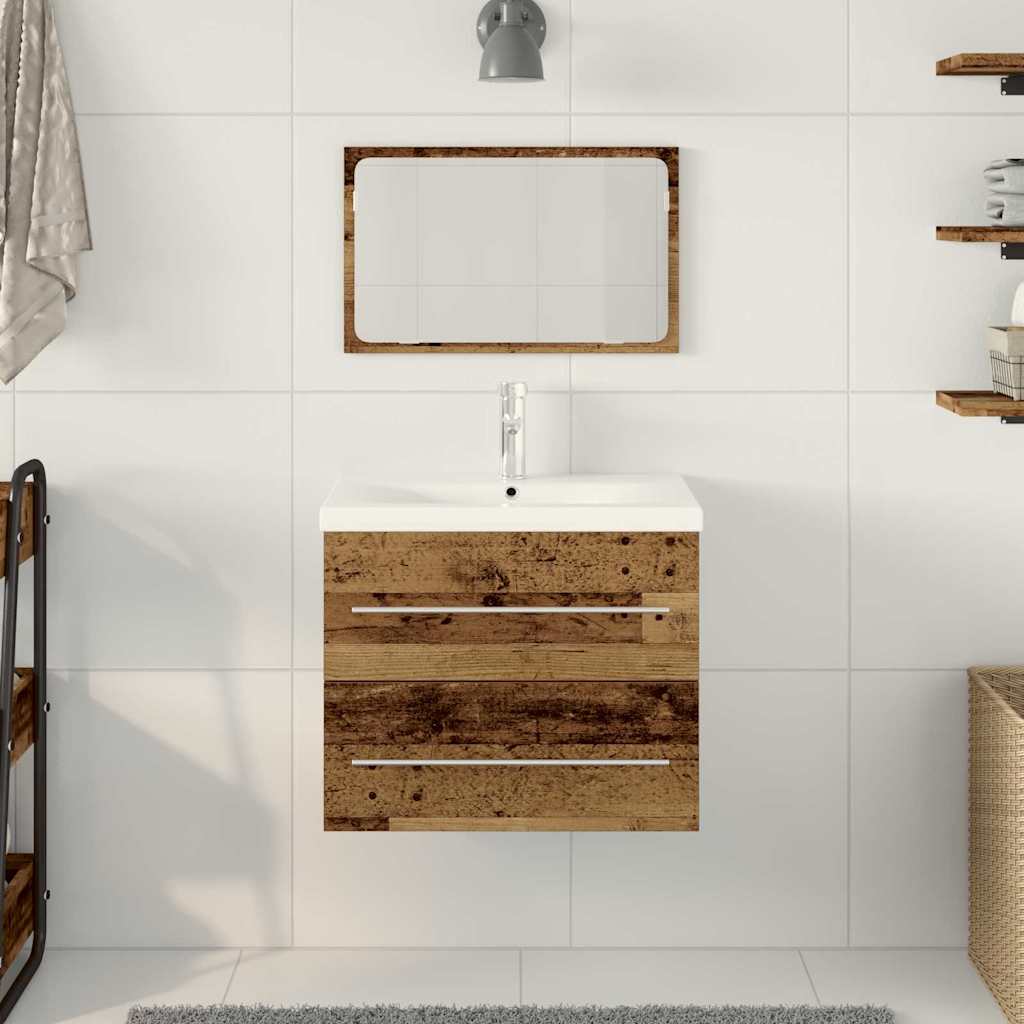 Waschbeckenschrank 2 pcs Altholz Engineered Holz und Keramik