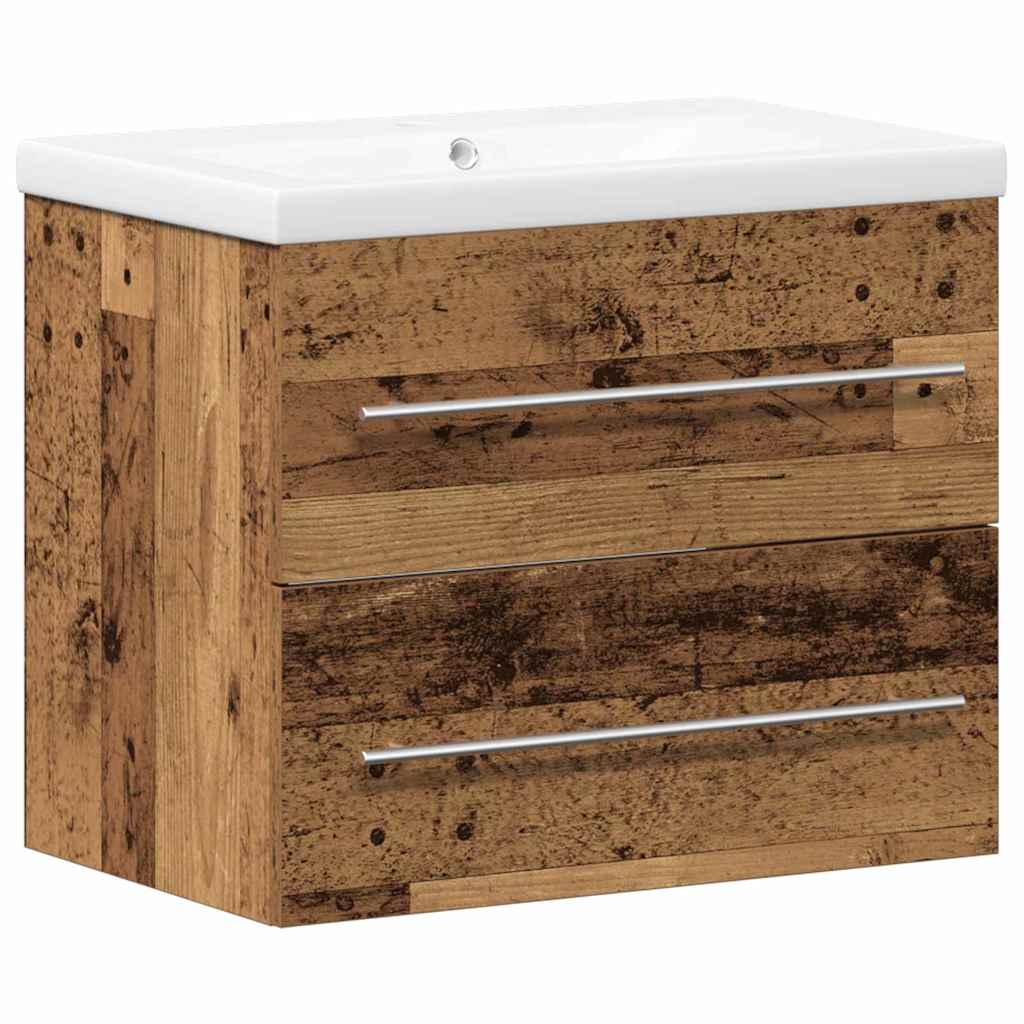 Waschbeckenschrank 2 pcs Altholz Engineered Holz und Keramik