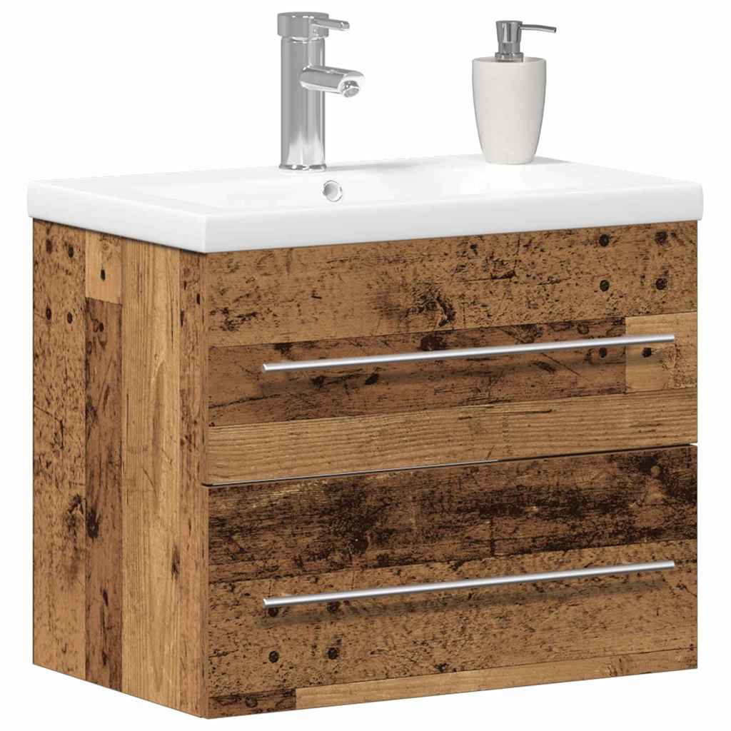 Waschbeckenschrank 2 pcs Altholz Engineered Holz und Keramik