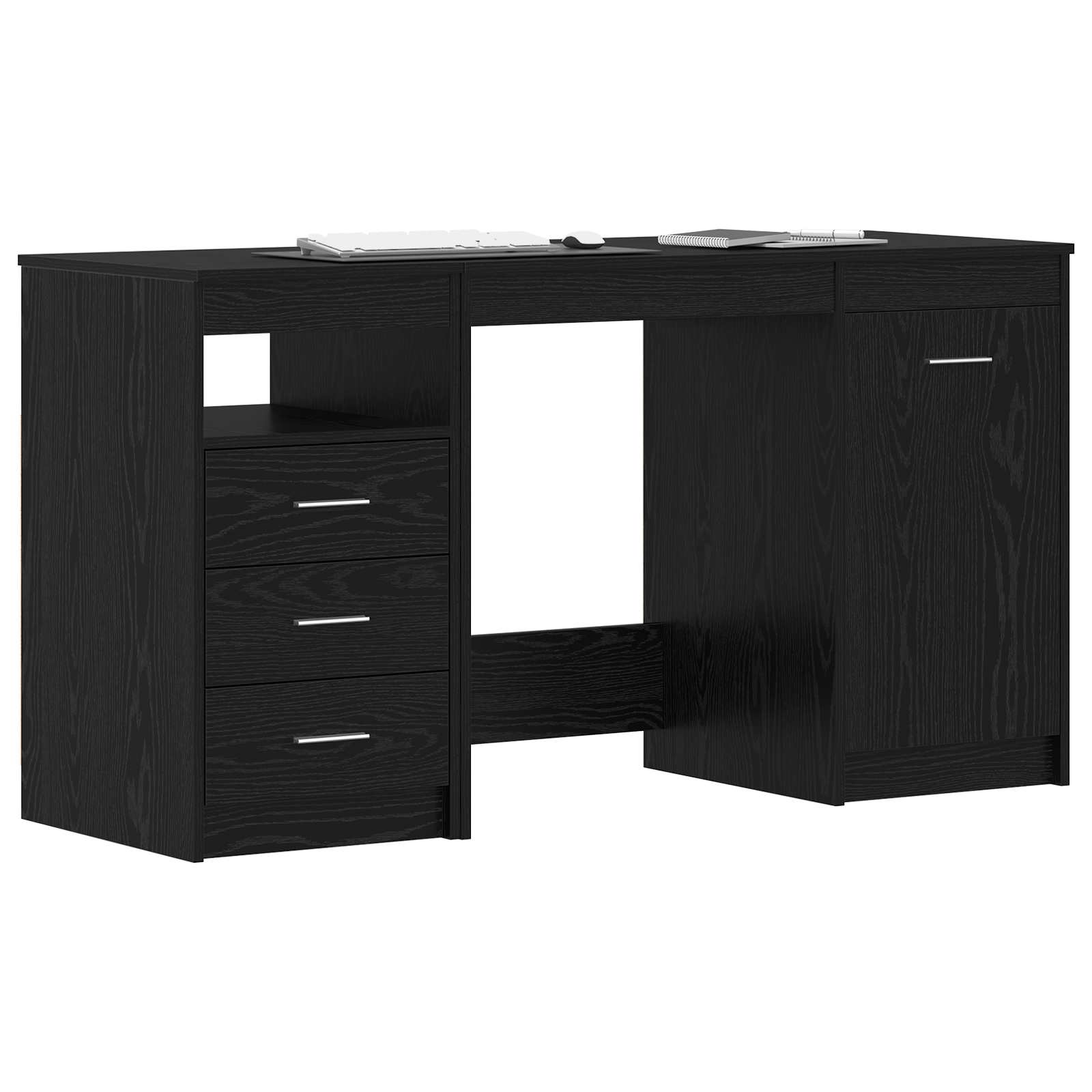 Schreibtisch 2 pcs Schwarz Eichen-Optik 140 x 50 x 76 cm