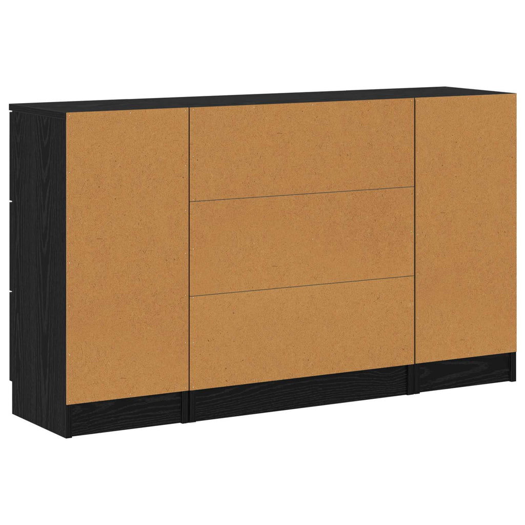 Sideboard 3 pcs Schwarz Eichen-Optik Holzwerkstoff