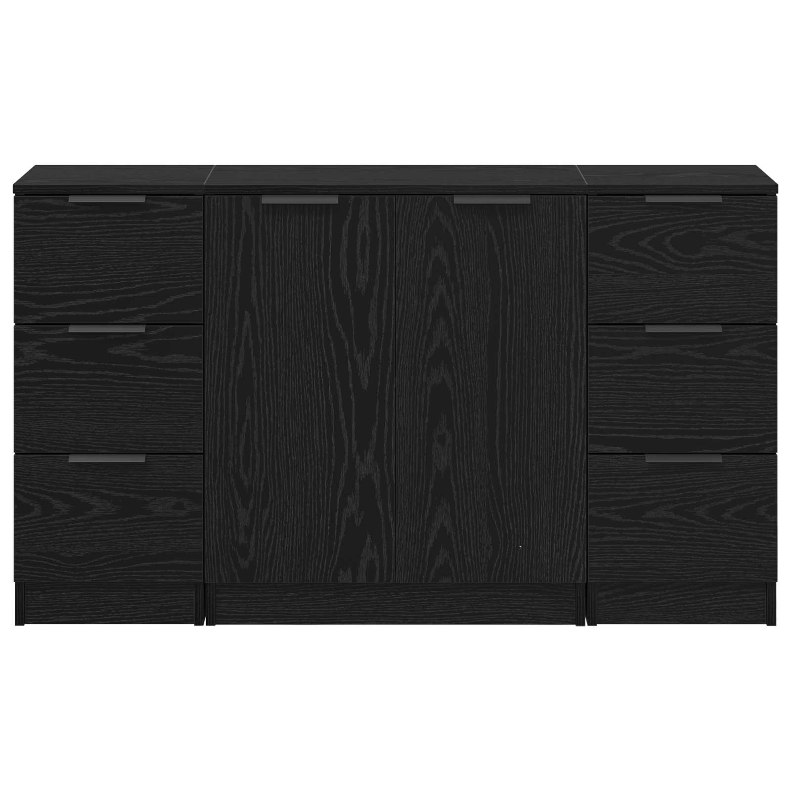 Sideboard 3 pcs Schwarz Eichen-Optik Holzwerkstoff