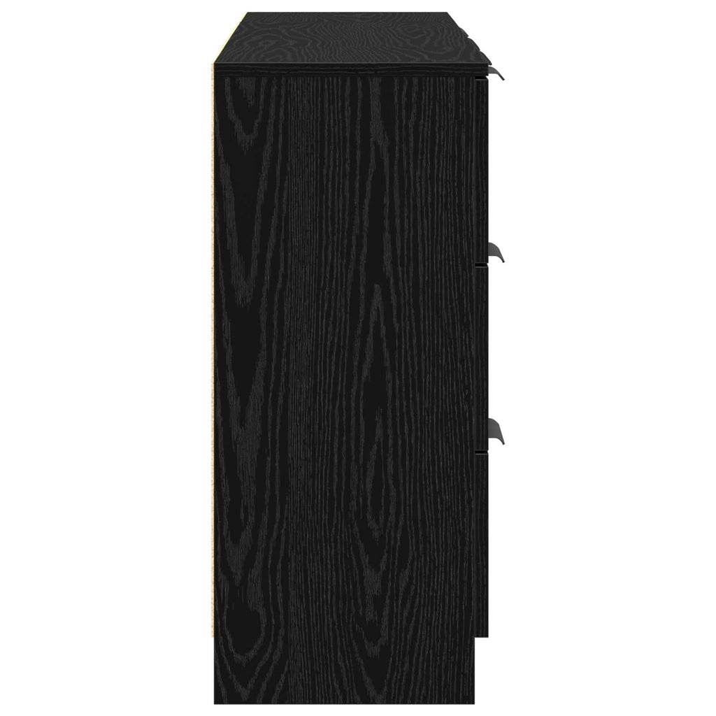 Sideboard 3 pcs Schwarz Eichen-Optik Holzwerkstoff