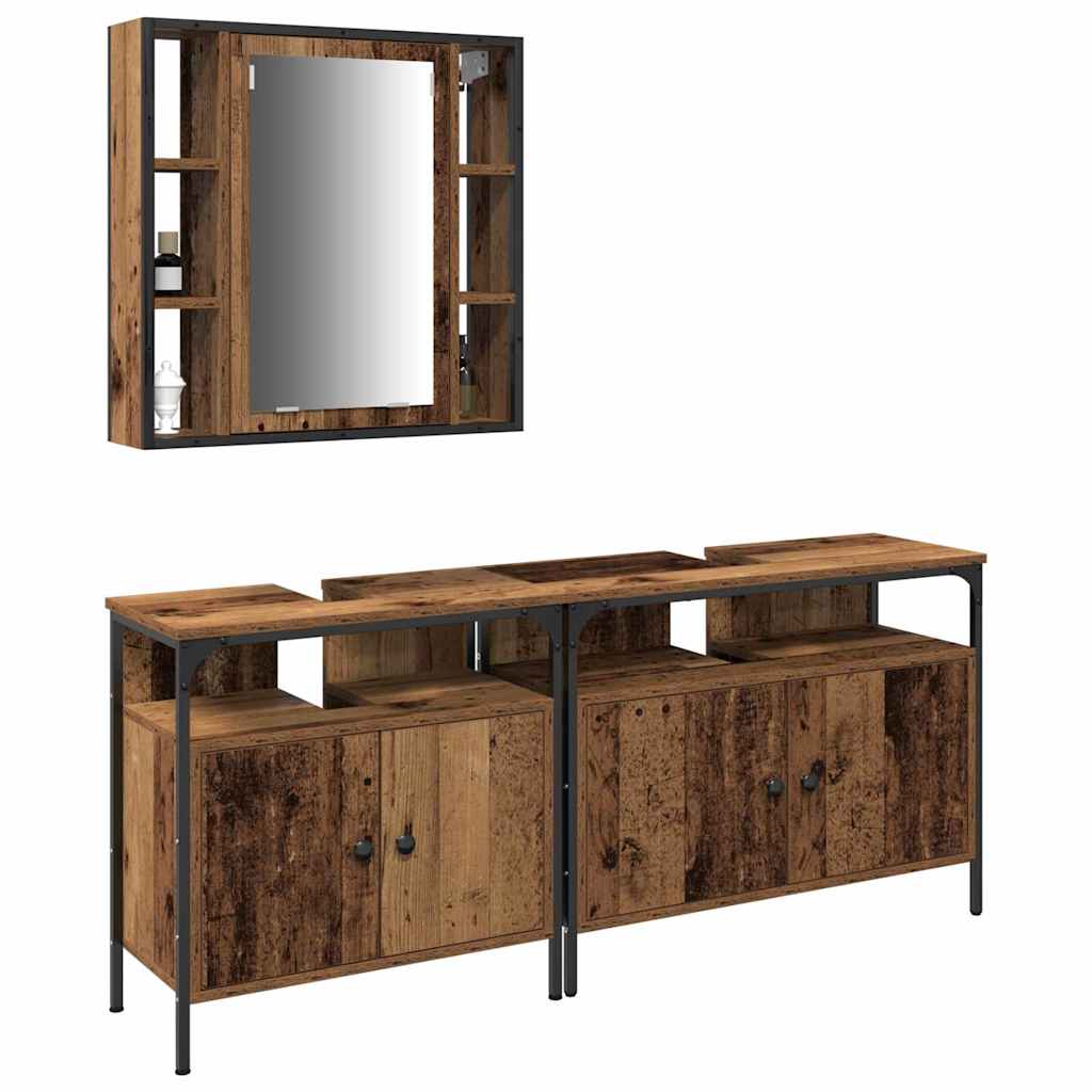 Badezimmer Waschbeckenmöbel mit Regal 3 pcs Braun Holzwerkstoff