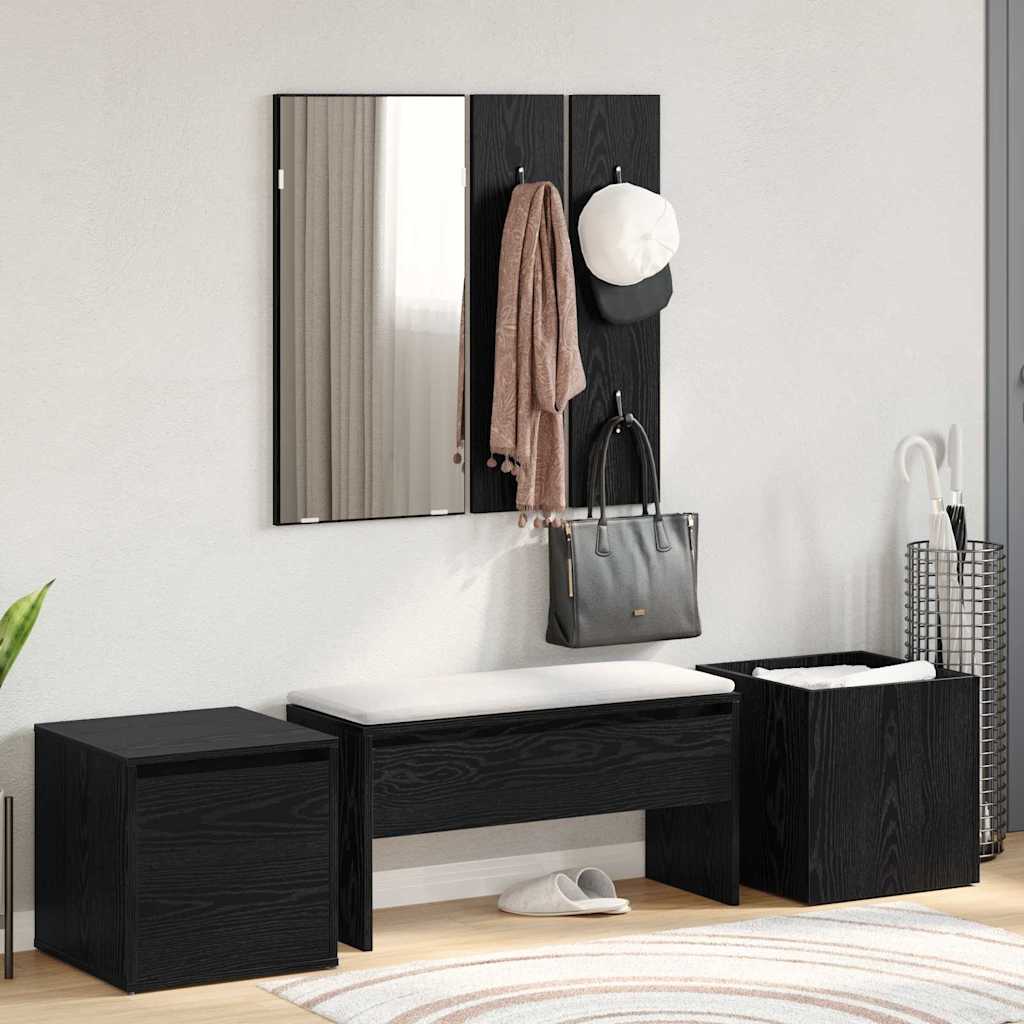 Flurmöbel-Set Wandmontiert mit Spiegel 6 pcs Holzwerkstoff