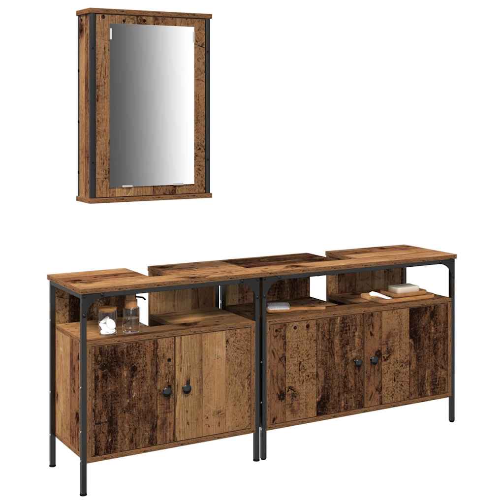 Badezimmer Waschbeckenmöbel mit Regal 3 pcs Braun Holzwerkstoff