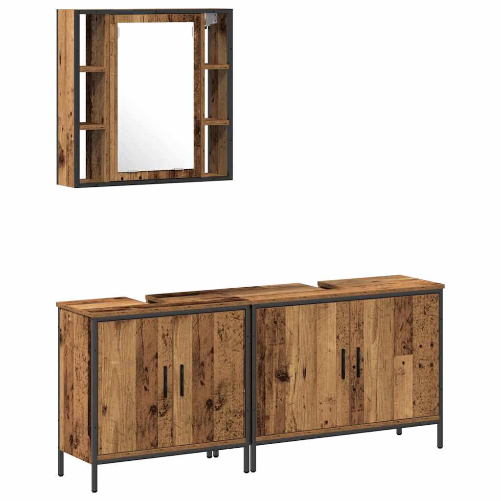 Badezimmermöbel-Set mit Regal mit Tür 3 pcs Braun Holzwerkstoff