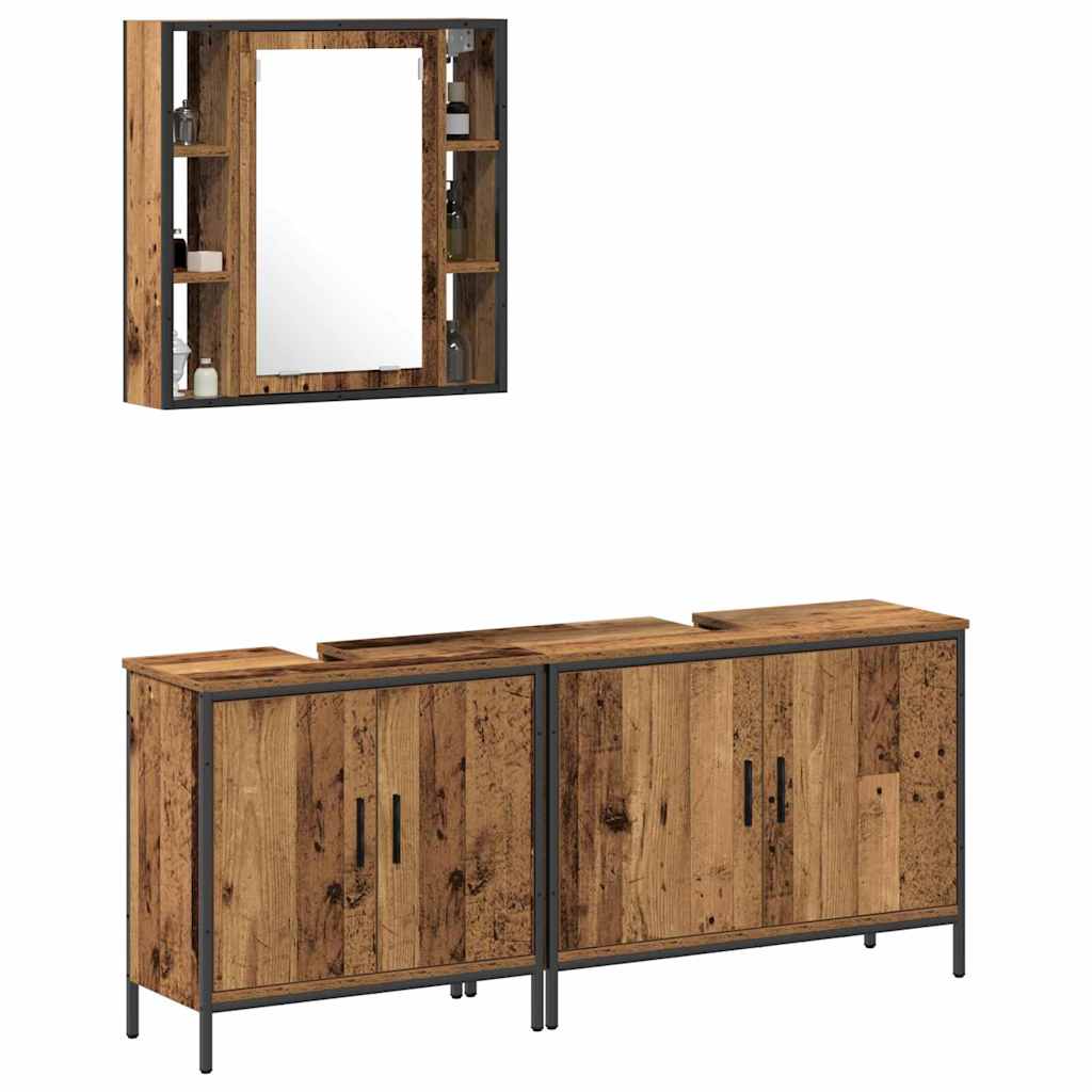 Badezimmermöbel-Set mit Regal mit Tür 3 pcs Braun Holzwerkstoff