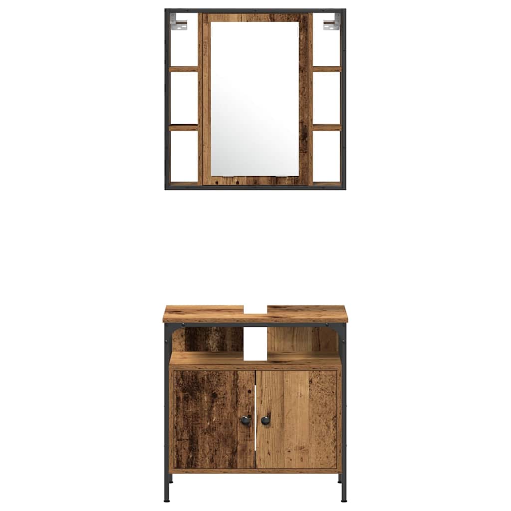Badezimmermöbel-Set mit Regal mit Tür 3 pcs Braun Holzwerkstoff