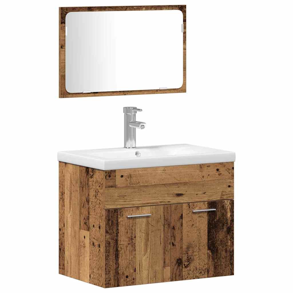 Badezimmermöbel-Set Wandmontiert 4 pcs Altholz Holzwerkstoff