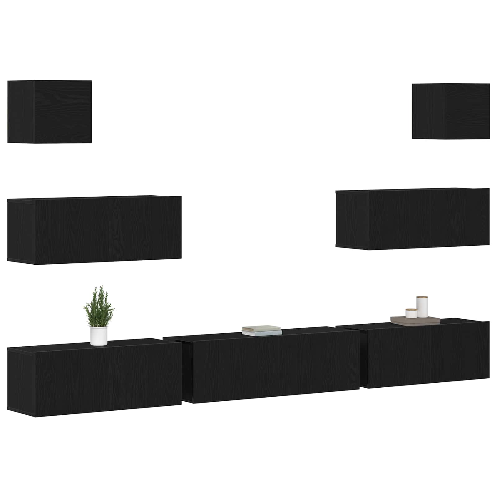 TV-Schrankset 7 pcs Schwarz Eichen-Optik 100 x 30 x 30 cm