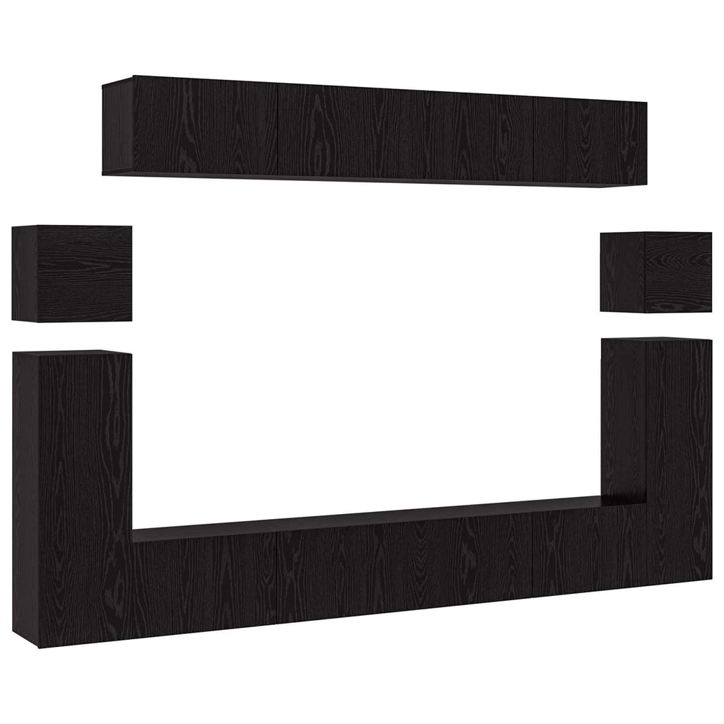 TV-Schrankset 8 pcs Schwarz Eichen-Optik Holzwerkstoff