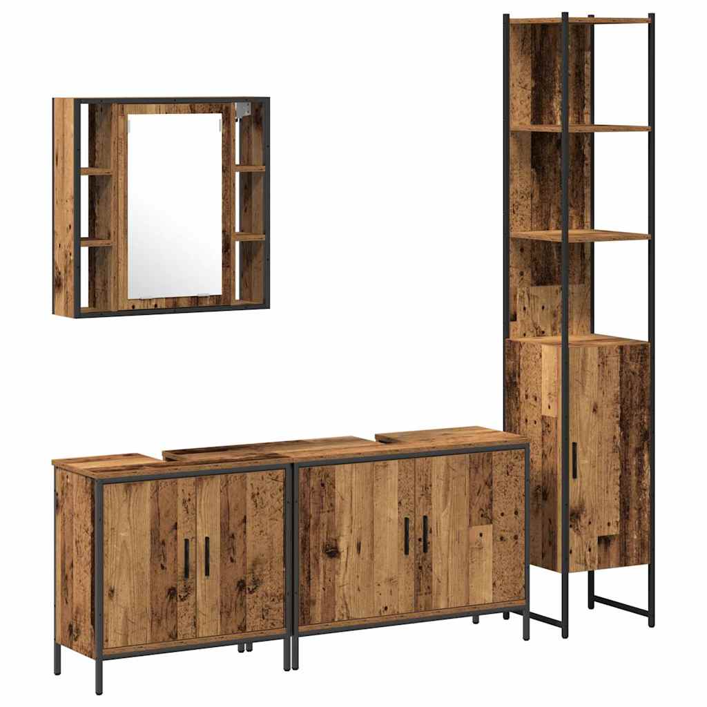 Badezimmermöbel-Set mit Regal mit Tür 4 pcs Braun Holzwerkstoff