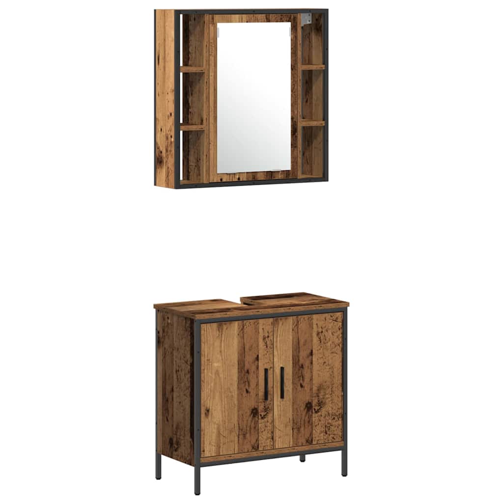 Badezimmermöbel-Set mit Regal mit Tür 4 pcs Braun Holzwerkstoff