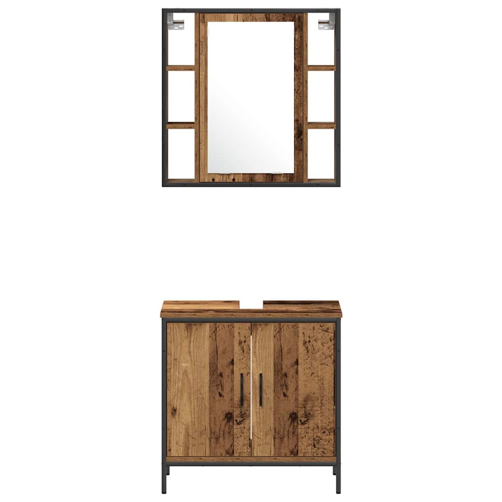 Badezimmermöbel-Set mit Regal mit Tür 4 pcs Braun Holzwerkstoff