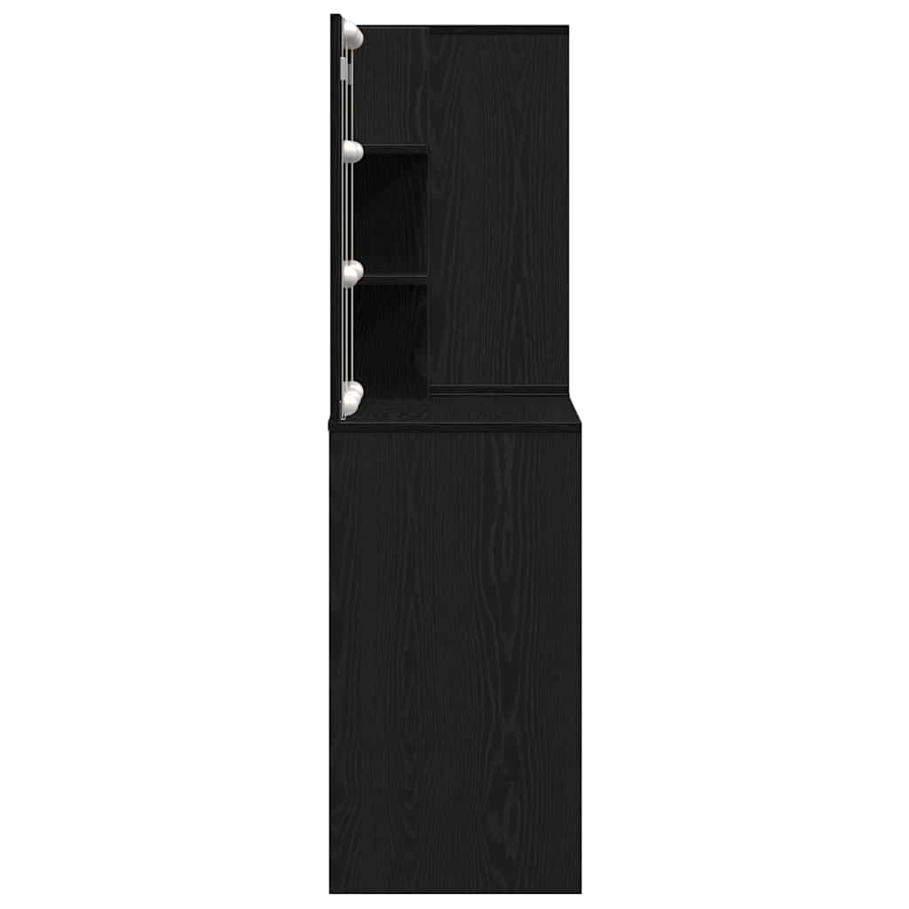 LED Schminktisch Set Schwarz Eichen-Optik 140 x 40 x 140 cm