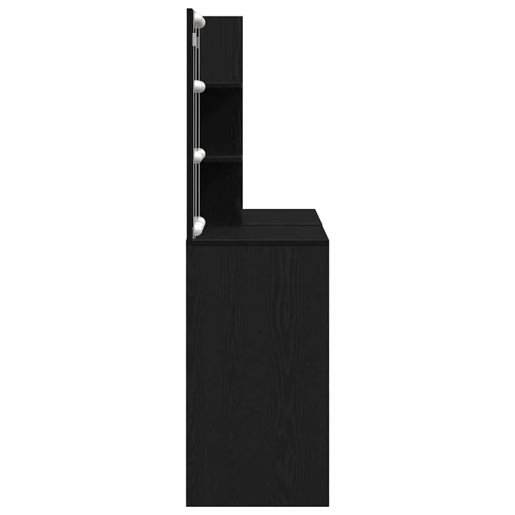 LED Schminktisch Set Schwarz Eichen-Optik 140 x 40 x 140 cm