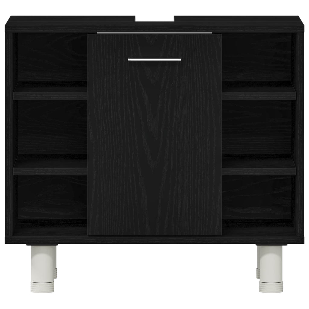 Badezimmermöbel-Set mit Regal 4 pcs Schwarz 30 x 30 x 179,5 cm
