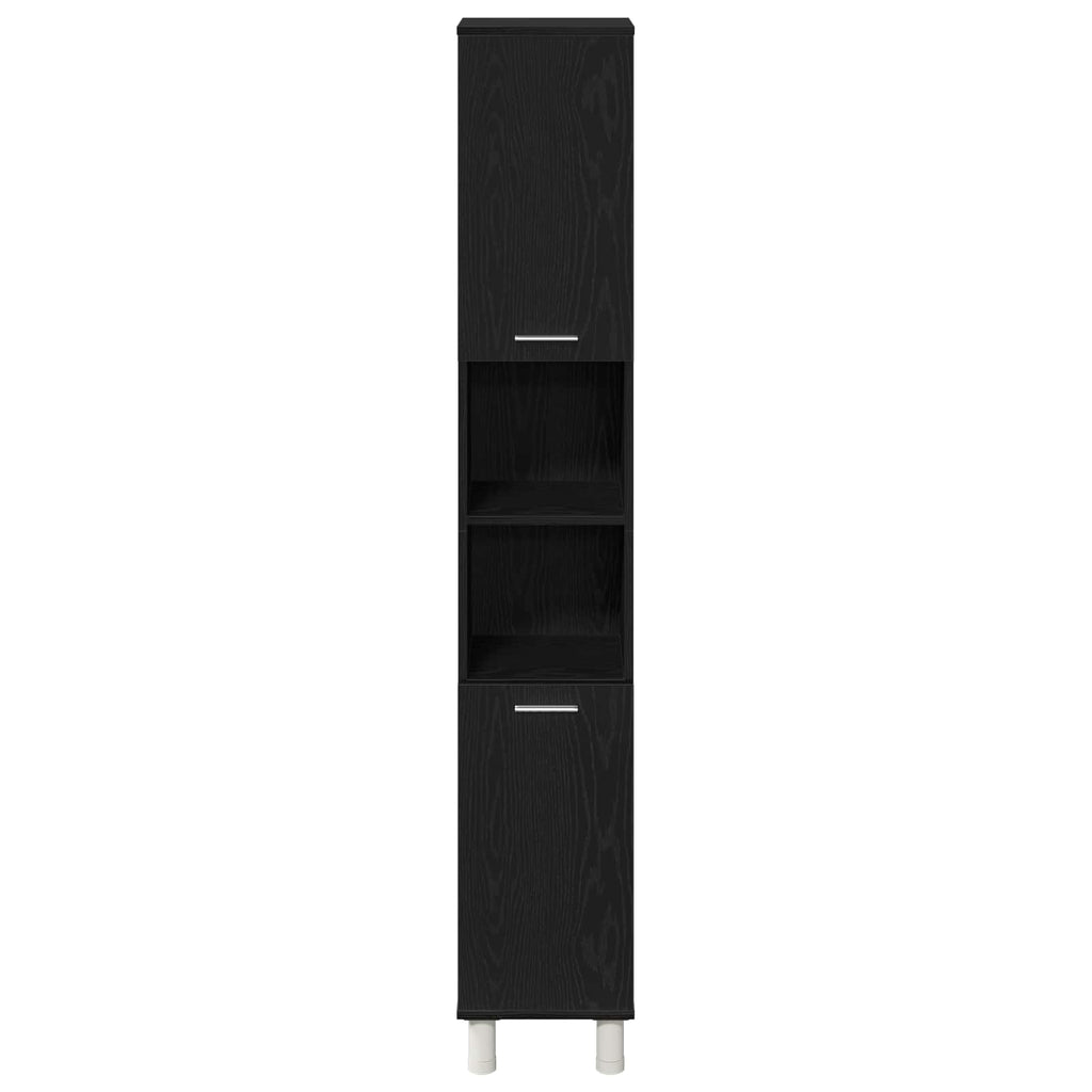 Badezimmermöbel-Set mit Regal 3 pcs Schwarz 30 x 30 x 179,5 cm