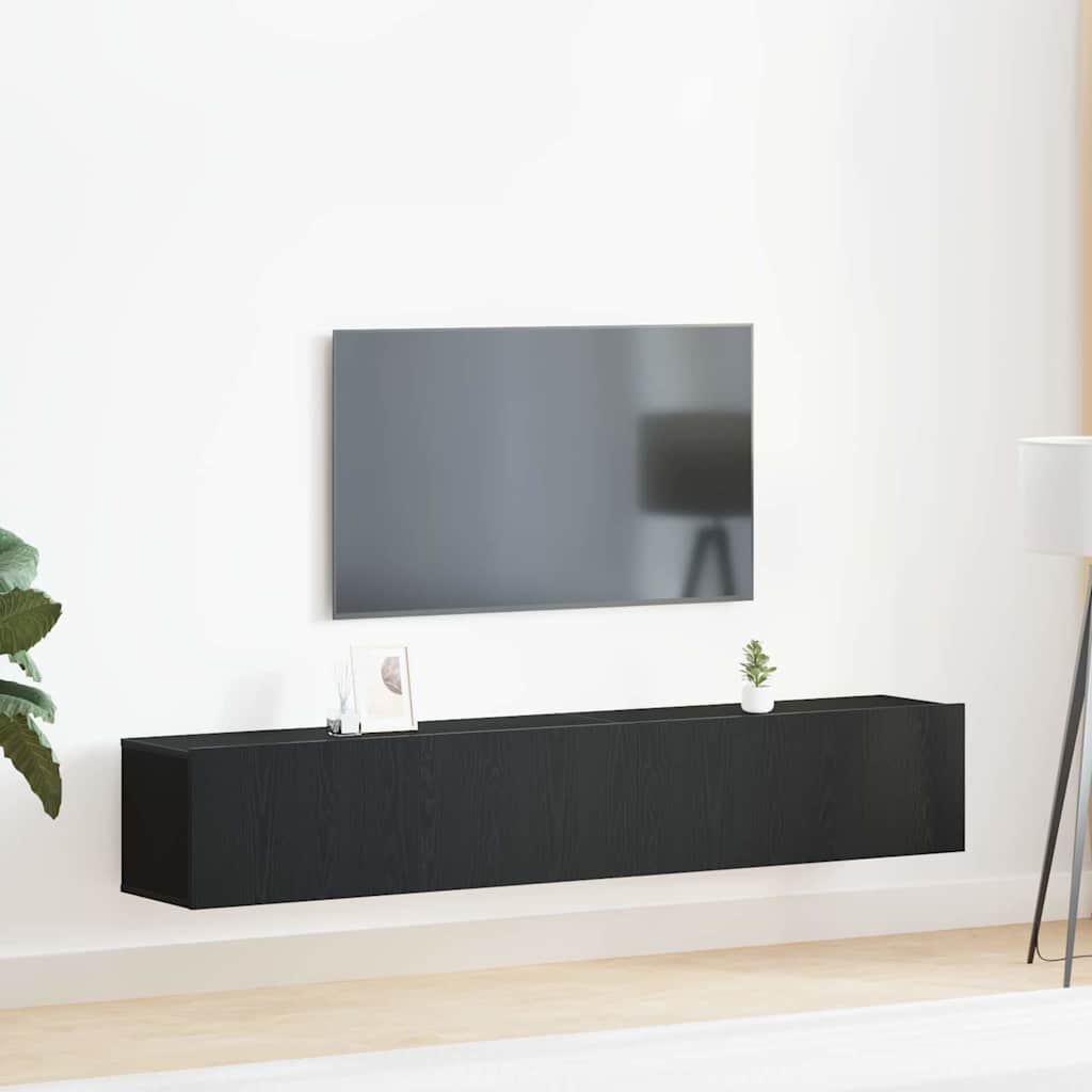 TV-Schrankset 2 pcs Schwarz Eichen-Optik Holzwerkstoff