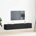 TV-Schrankset 2 pcs Schwarz Eichen-Optik Holzwerkstoff