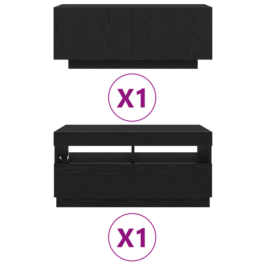 TV-Schrankset 2 pcs Schwarz 180 x 35 x 40 cm Holzwerkstoff
