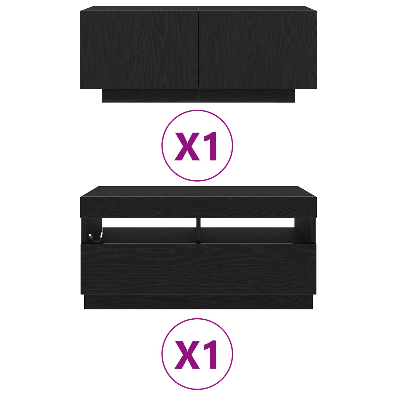 TV-Schrankset 2 pcs Schwarz 180 x 35 x 40 cm Holzwerkstoff