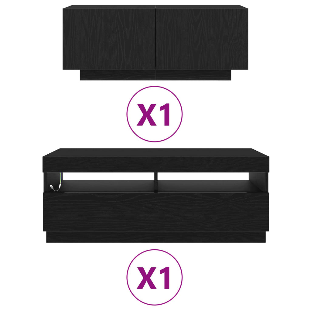 TV-Schrankset 2 pcs Schwarz 200 x 35 x 40 cm Holzwerkstoff