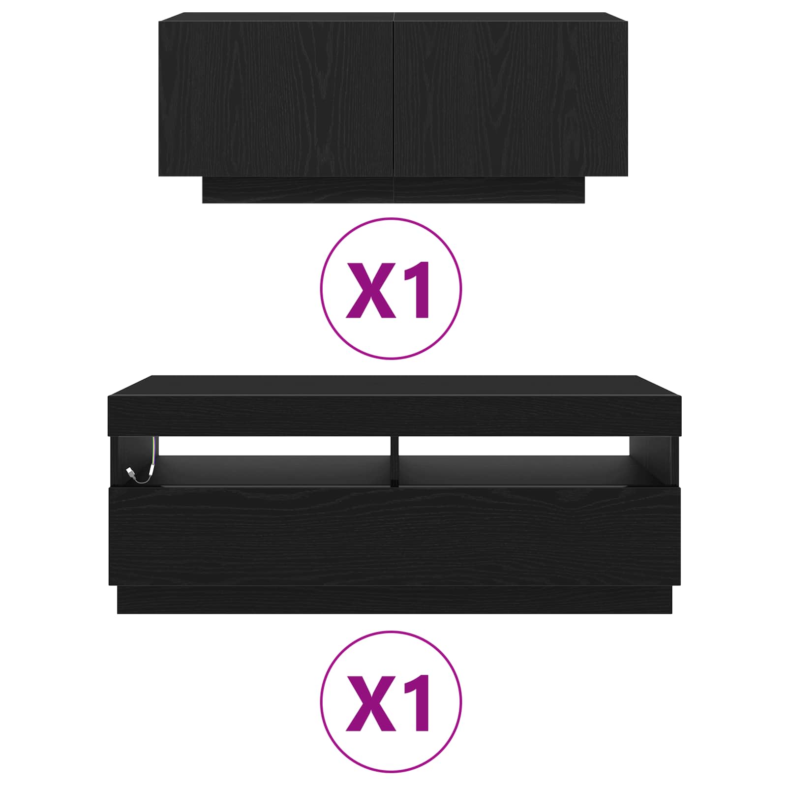 TV-Schrankset 2 pcs Schwarz 200 x 35 x 40 cm Holzwerkstoff