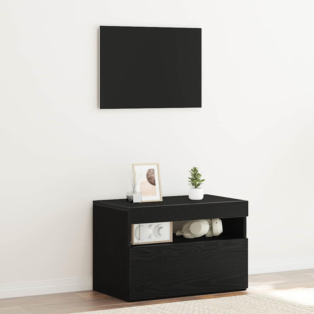 Nachttisch Schwarz Eichen-Optik 60 x 35 x 40 cm Holzwerkstoff