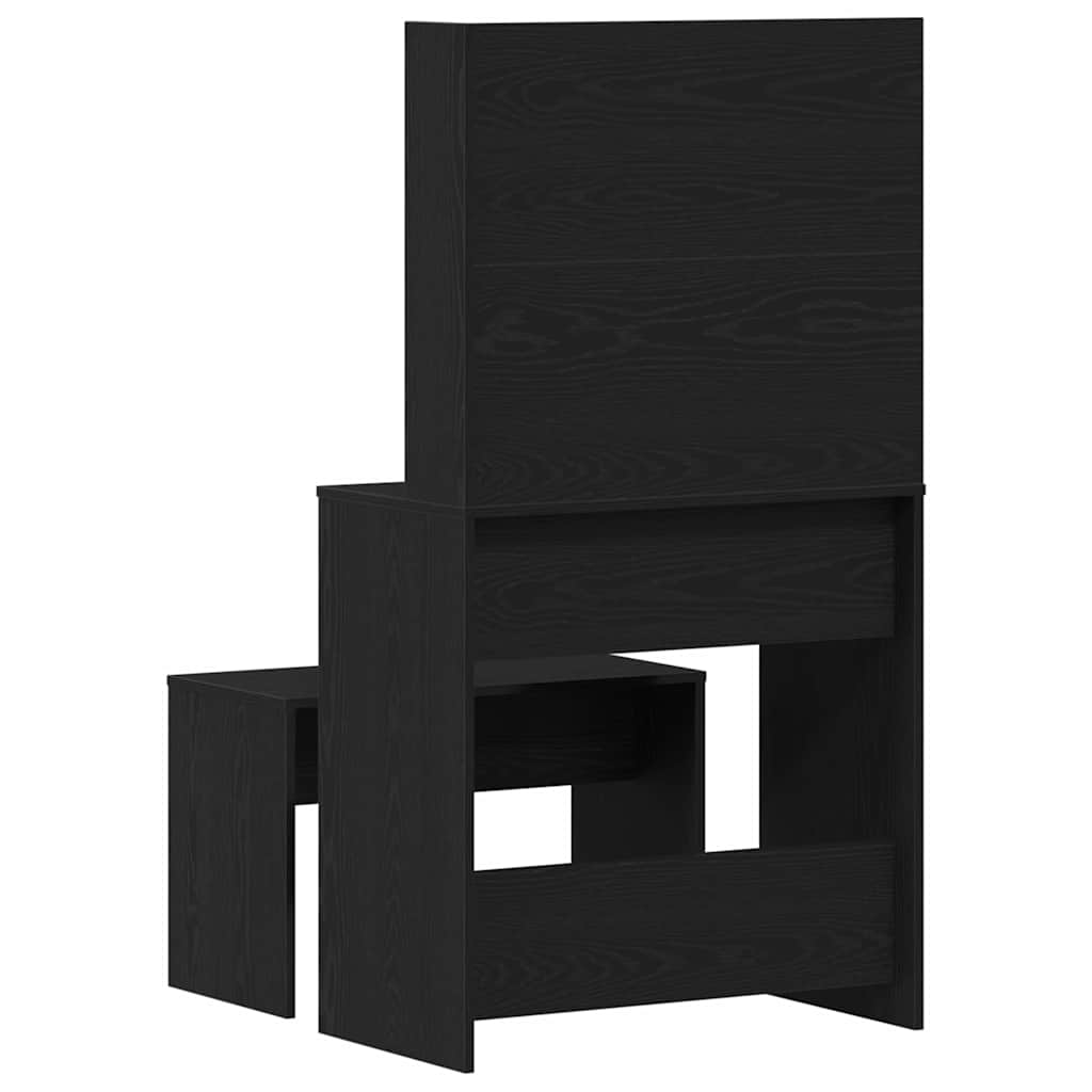 Schminktisch-Set 2 pcs Schwarz Eichen-Optik Holzwerkstoff