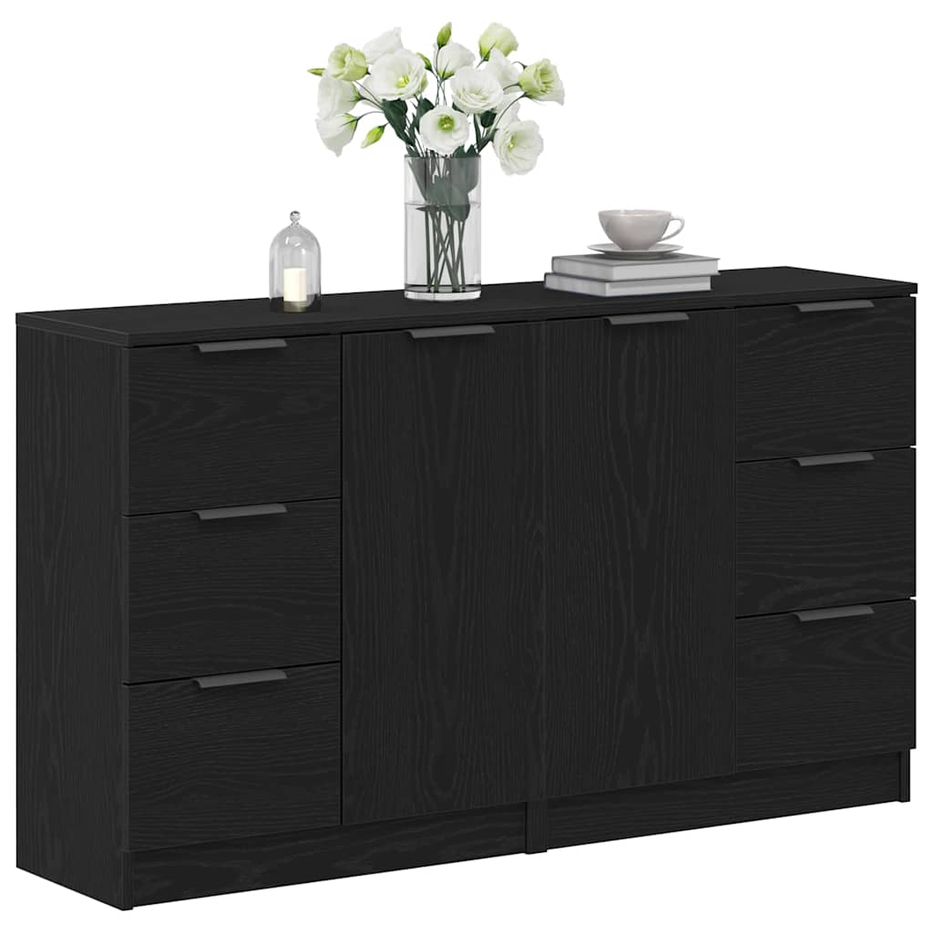 Sideboard Schwarz Eichen-Optik 120 x 30 x 70 cm Holzwerkstoff