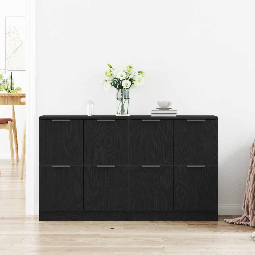 Sideboard 2 pcs Schwarz Eichen-Optik 60 x 30 x 70 cm