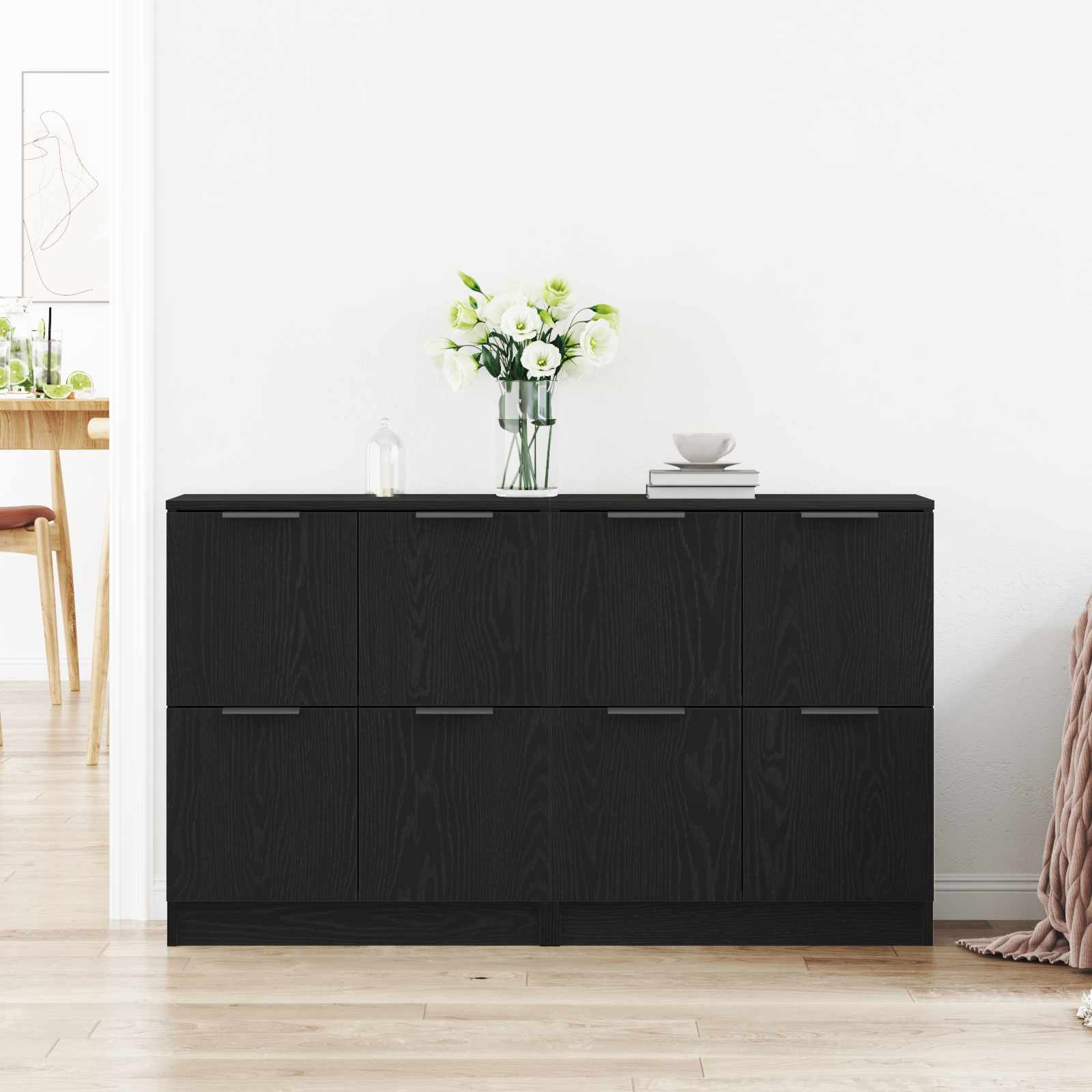 Sideboard 2 pcs Schwarz Eichen-Optik 60 x 30 x 70 cm