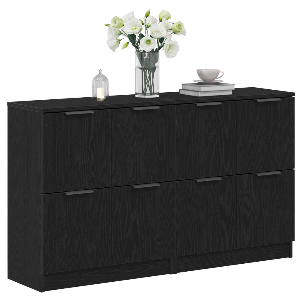 Sideboard 2 pcs Schwarz Eichen-Optik 60 x 30 x 70 cm