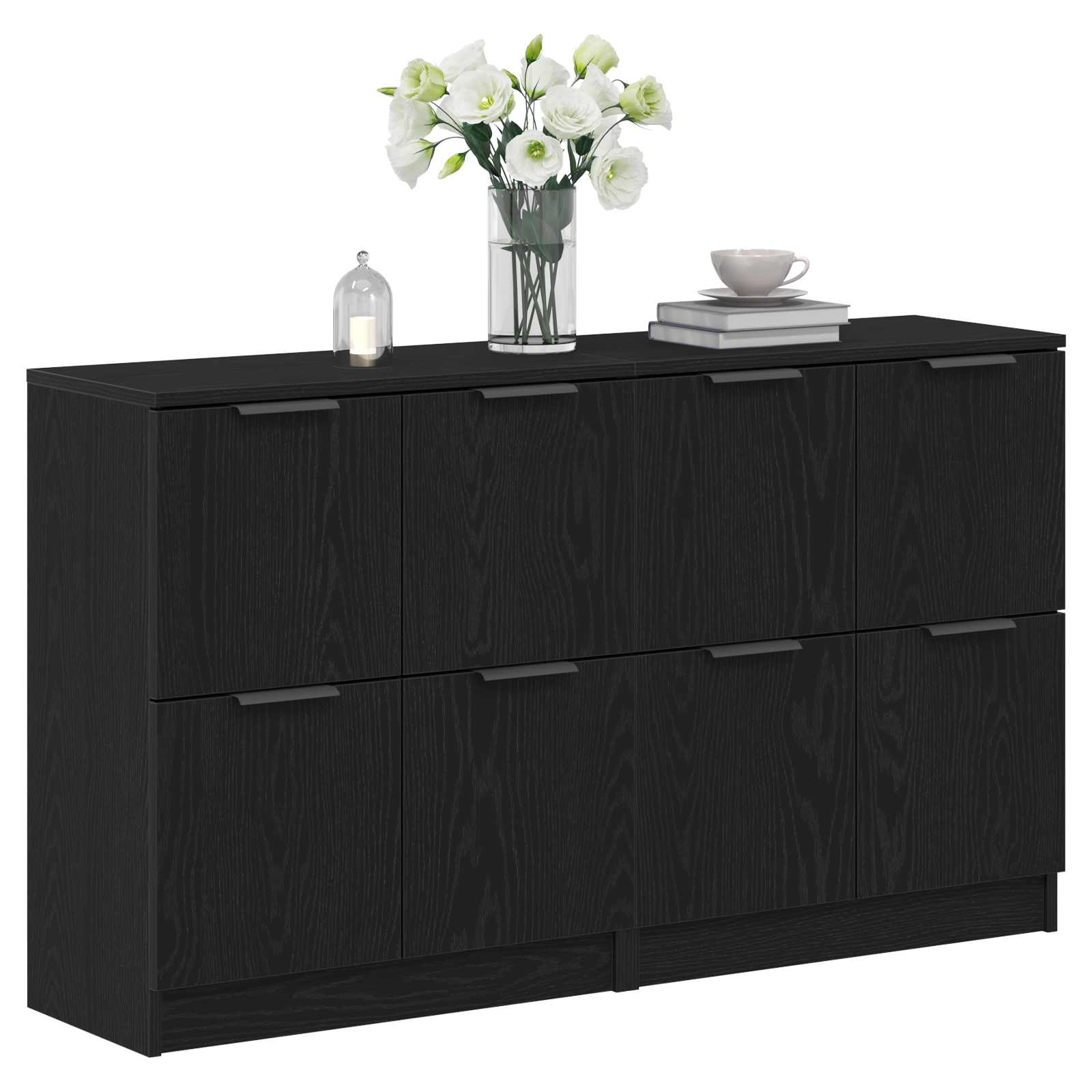 Sideboard 2 pcs Schwarz Eichen-Optik 60 x 30 x 70 cm