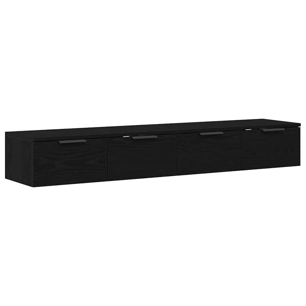 Wandmontierter Schrank 2 pcs Schwarz Eichen-Optik Holzwerkstoff