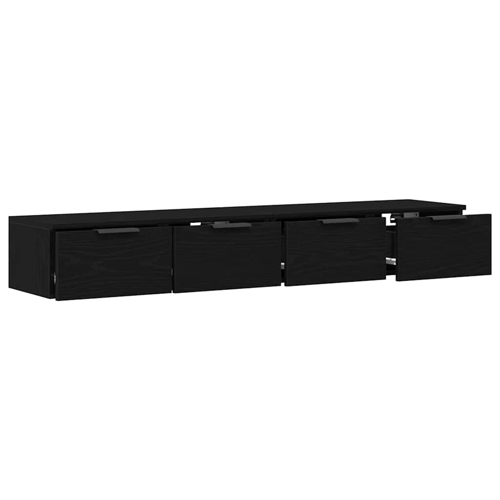 Wandmontierter Schrank 2 pcs Schwarz Eichen-Optik Holzwerkstoff
