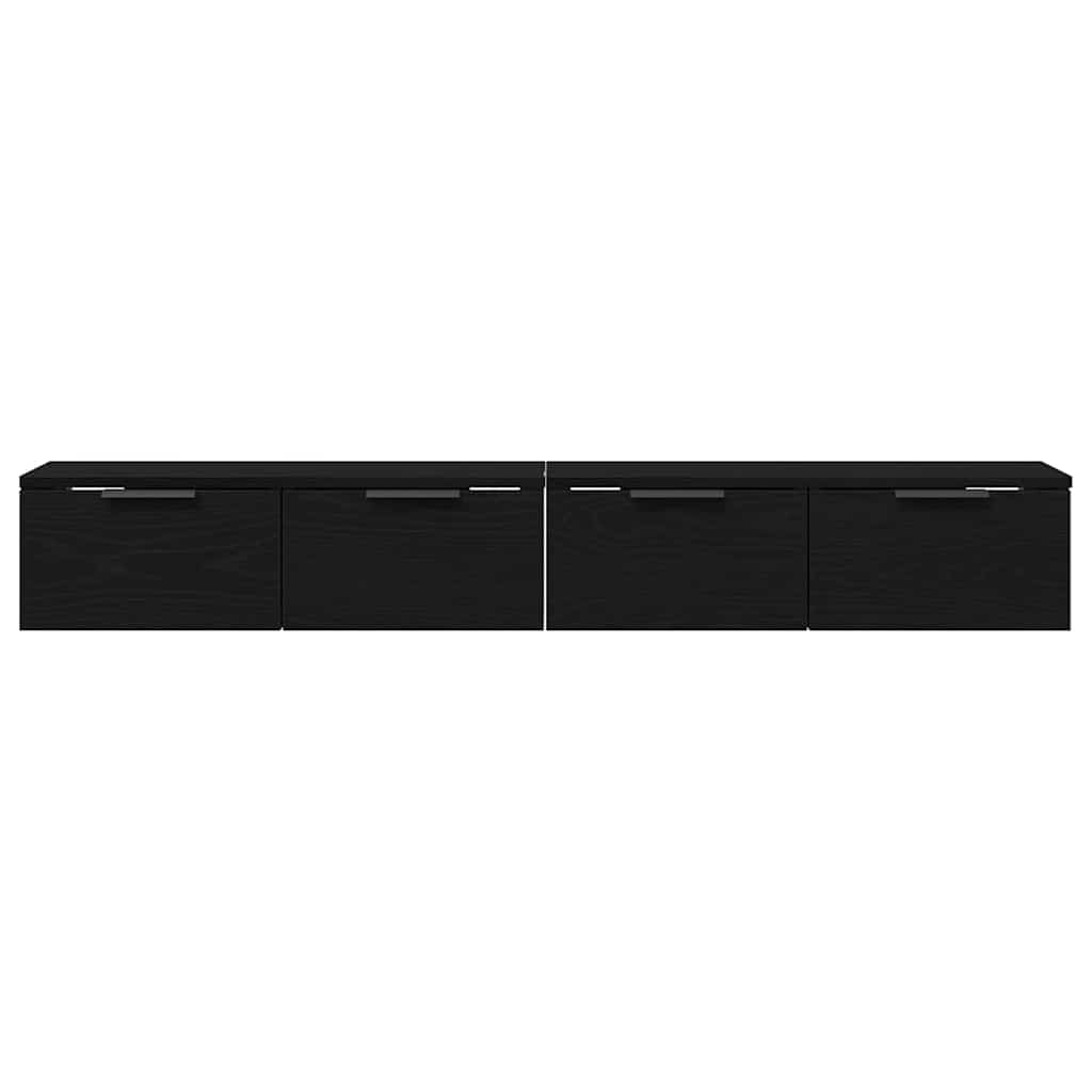Wandmontierter Schrank 2 pcs Schwarz Eichen-Optik Holzwerkstoff