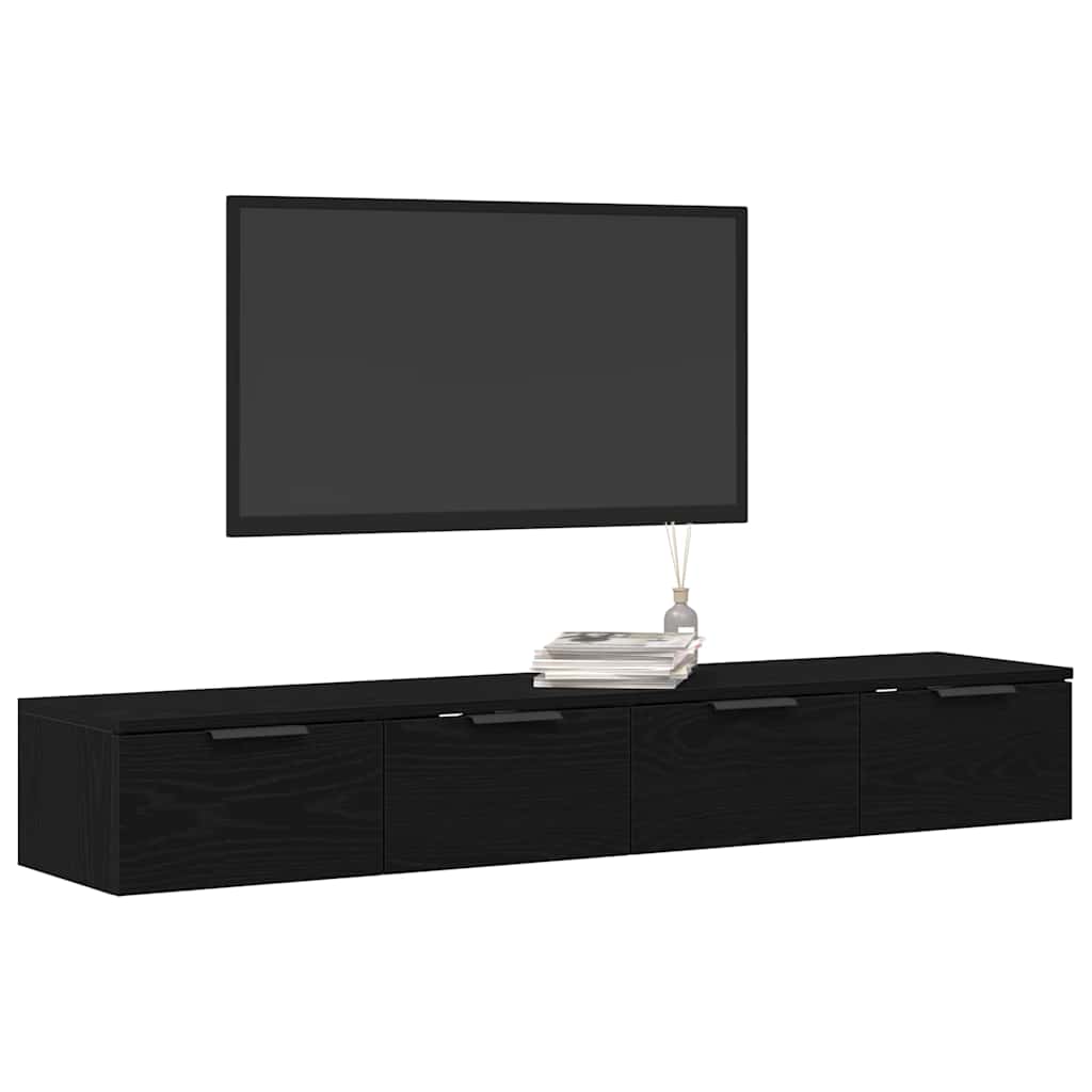 Wandmontierter Schrank 2 pcs Schwarz Eichen-Optik Holzwerkstoff