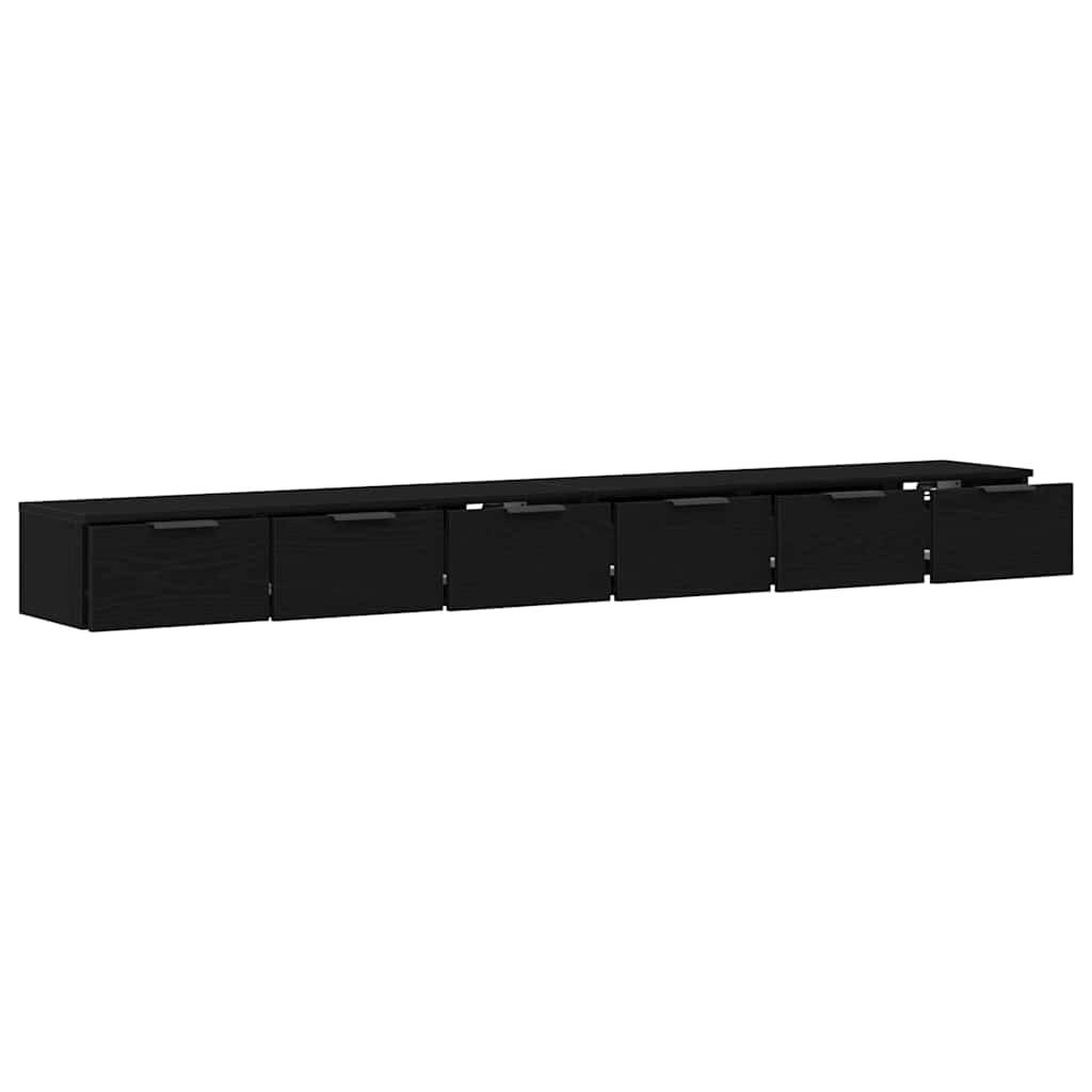 Wandmontierter Schrank 2 pcs Schwarz Eichen-Optik Holzwerkstoff
