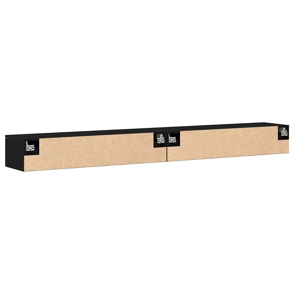 Wandmontierter Schrank 2 pcs Schwarz Eichen-Optik Holzwerkstoff