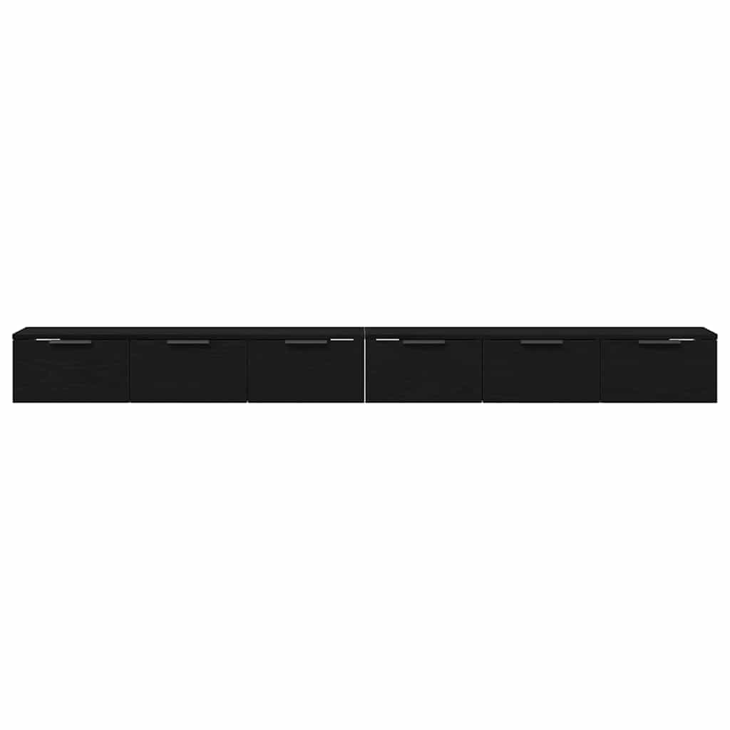 Wandmontierter Schrank 2 pcs Schwarz Eichen-Optik Holzwerkstoff